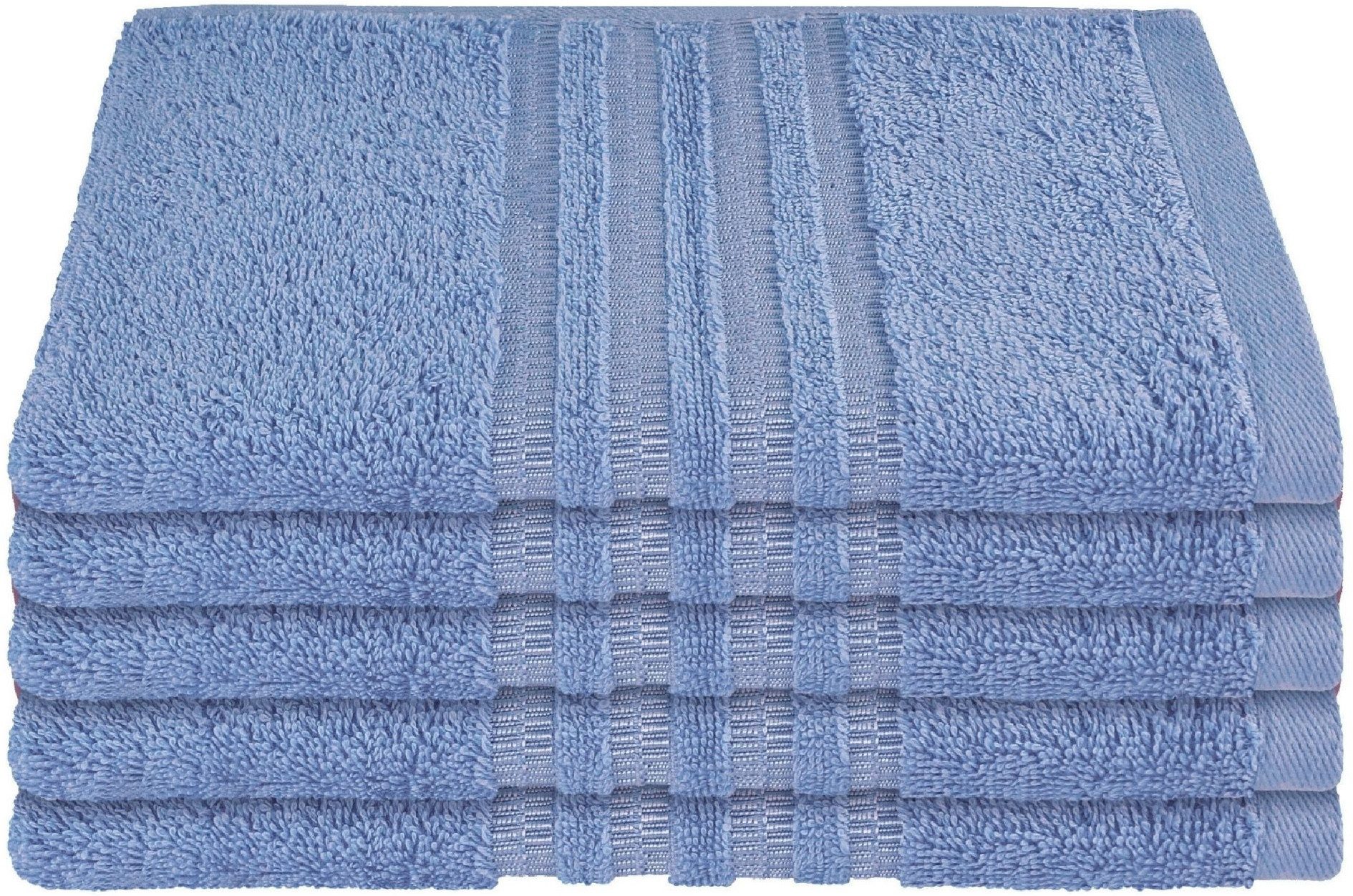 Schiesser Gästehandtücher Milano aus 100% Baumwolle mit eleganter Bordüre in Hoch-Tief-Optik, Frottier (Set, 5-St), OEKO-TEX® MADE IN GREEN