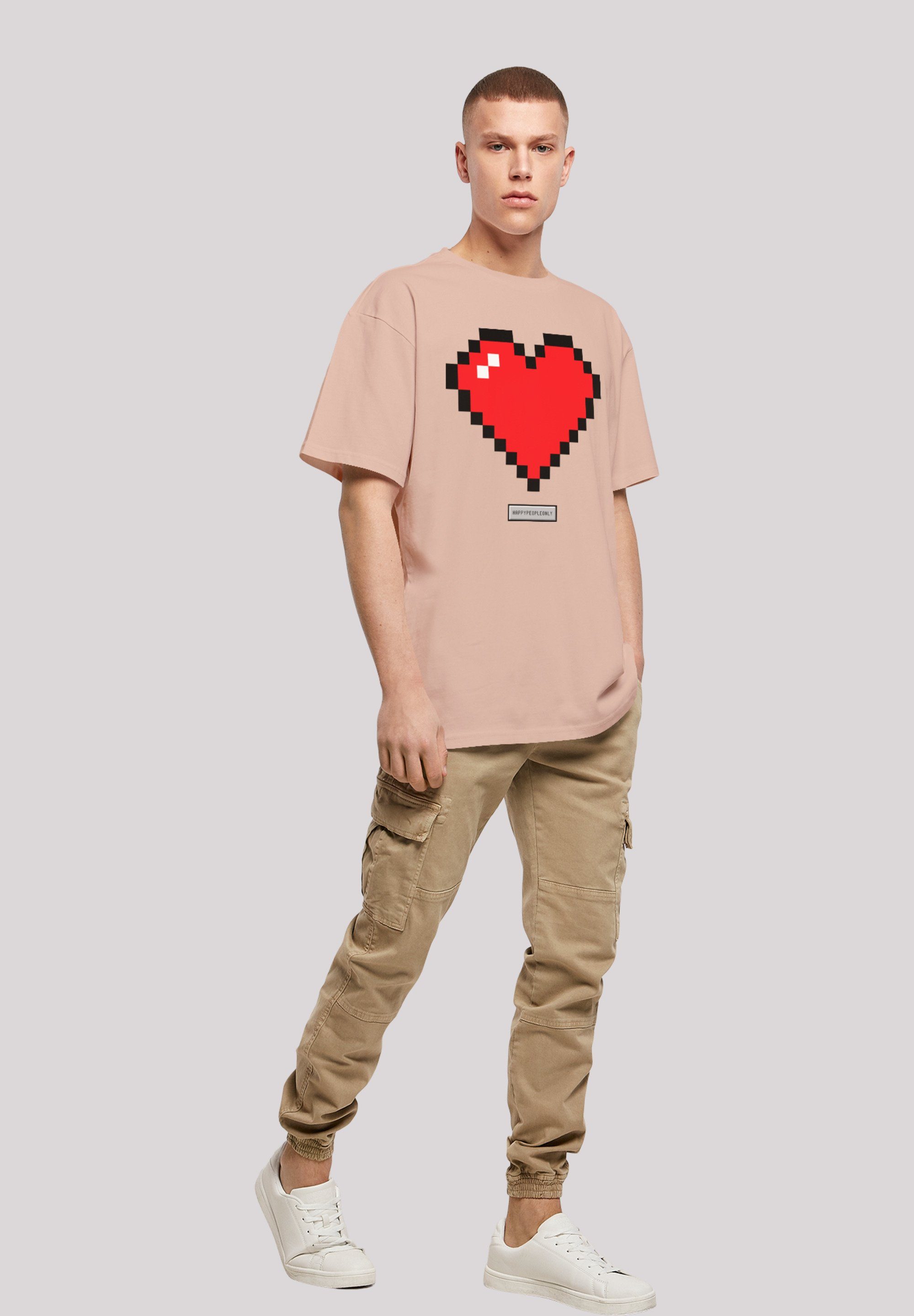 Good Happy Pixel T-Shirt Herz F4NT4STIC People Vibes Print amber