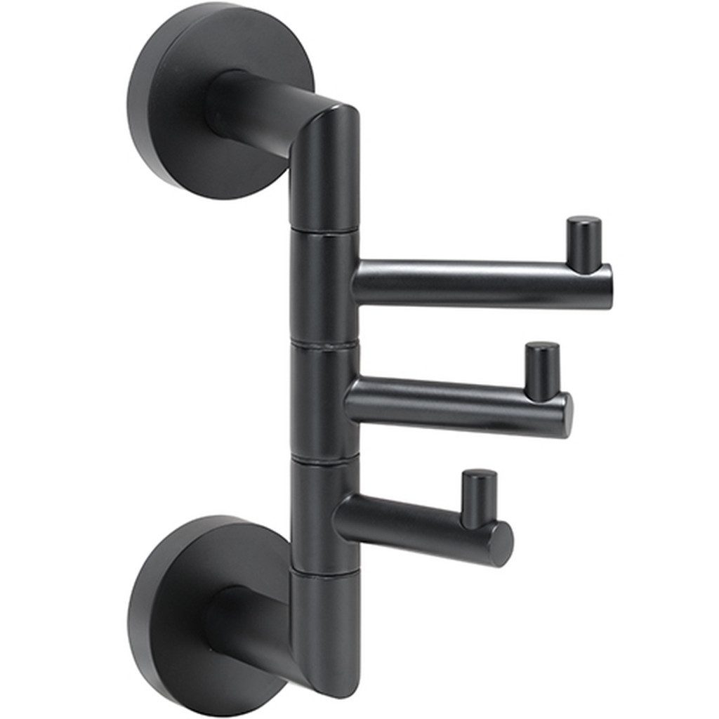 BRILLANTBAD® Hakenleiste BARK Dreifachhaken drehbar Messing Schwarz für Bad & Küche >> Bohren