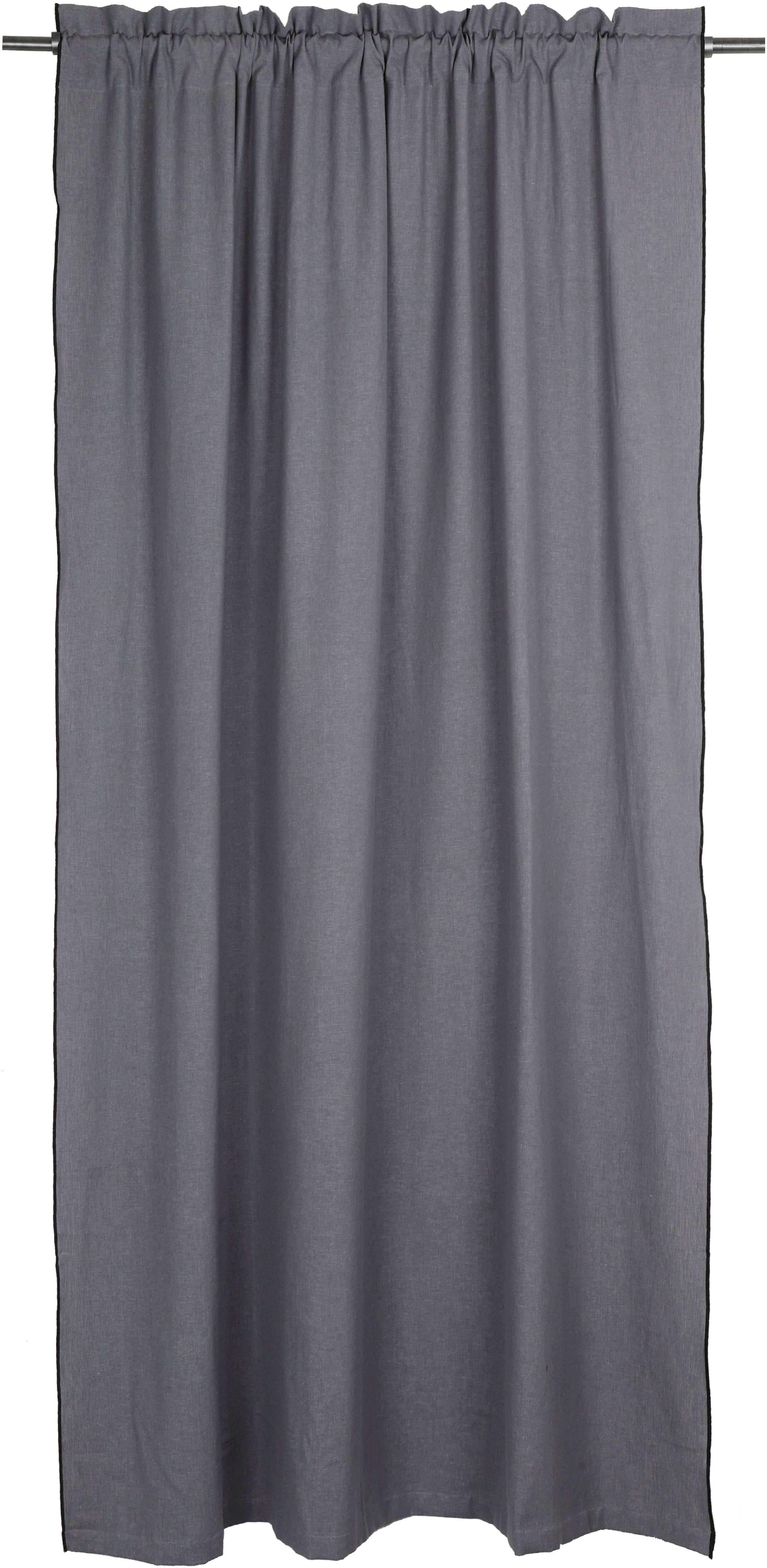 Größen Unifarben verschiedene Vorhang (1 blickdicht, mit grau blickdicht, andas, schwarzen Ellen, Overlocknaht, St), Stangendurchzug