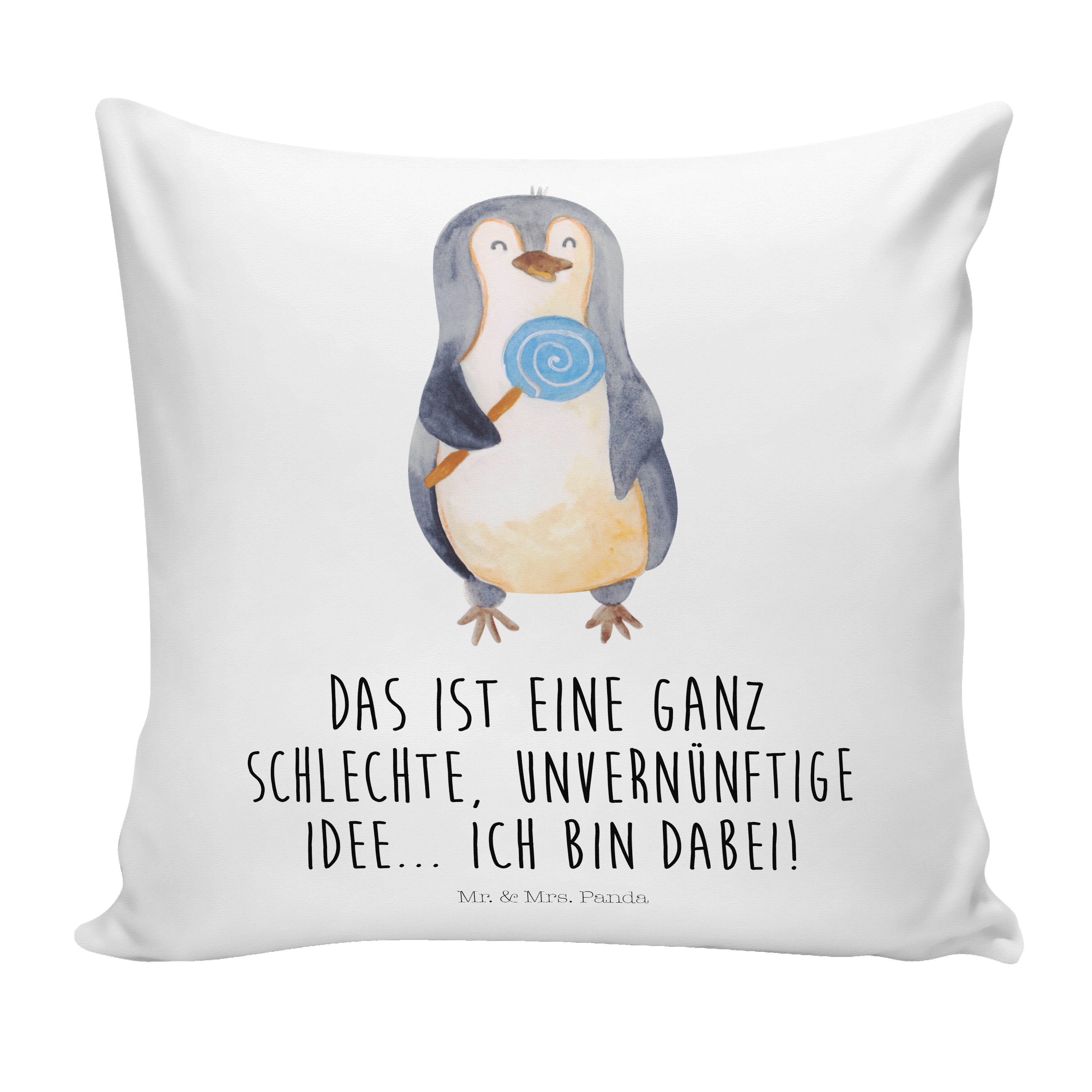 Mr. & Mrs. Panda Dekokissen Pinguin Lolli - Weiß - Geschenk, Süßigkeiten, Rabauke, Dekokissen, Mo