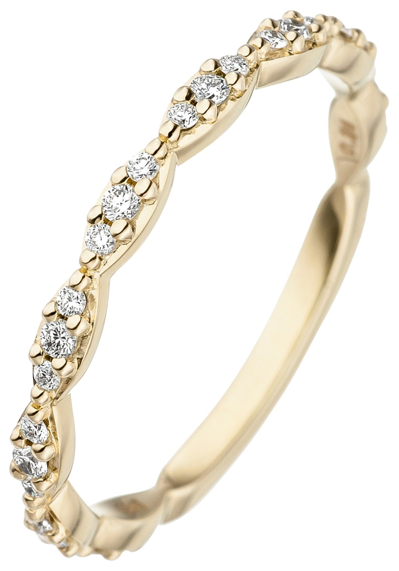 JOBO Diamantring, 585 Gold mit 27 Diaman...