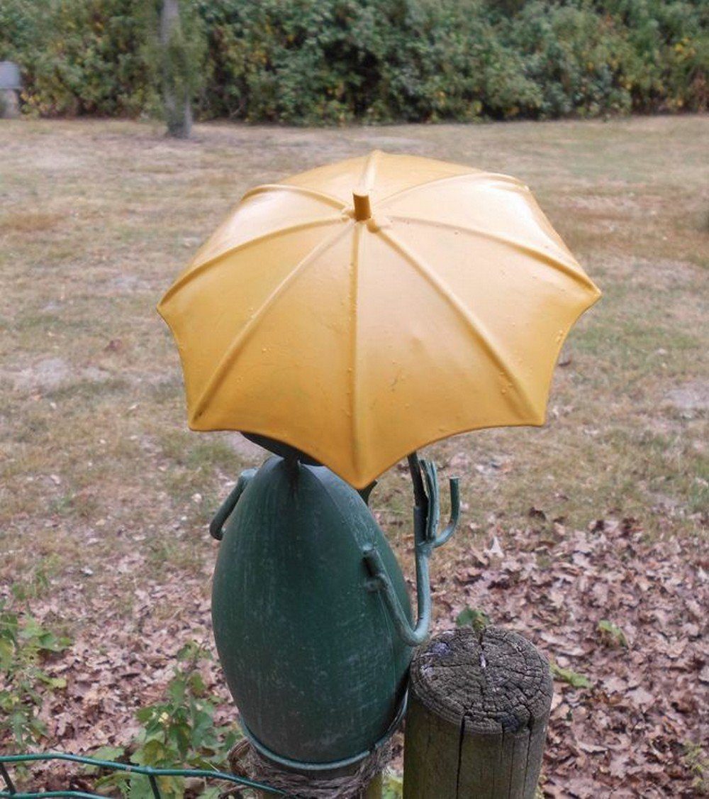 Deko-Impression Dekofigur Zaunfigur St) gelbem mit Schirm geöffnet (1 Frosch Zaunhocker Gartendeko