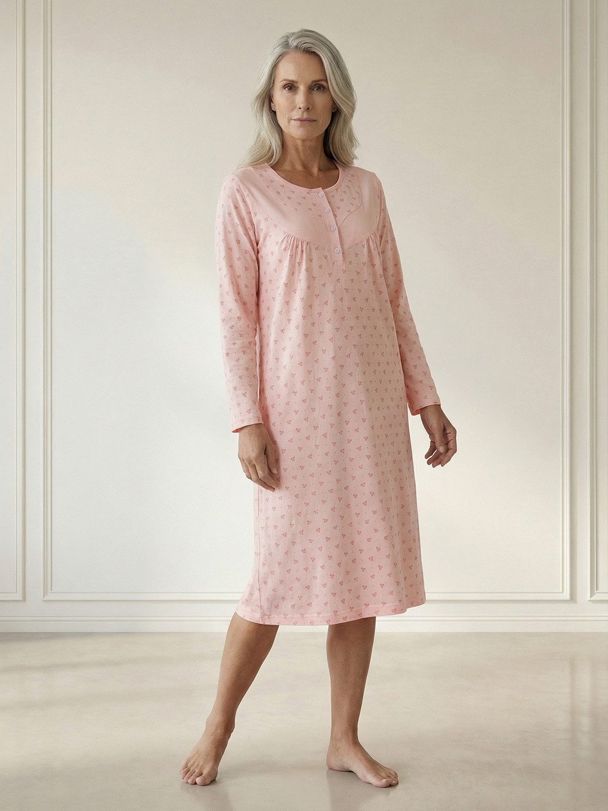 zeitlos Nachthemd Nachthemd Langarm - Helene Schleife