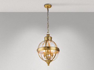 meineWunschleuchte LED Pendelleuchte, LED wechselbar, warmweiß, Jugendstil Lampenschirm Glas-kugel hängend Treppenhaus Gold-en, Ø37cm