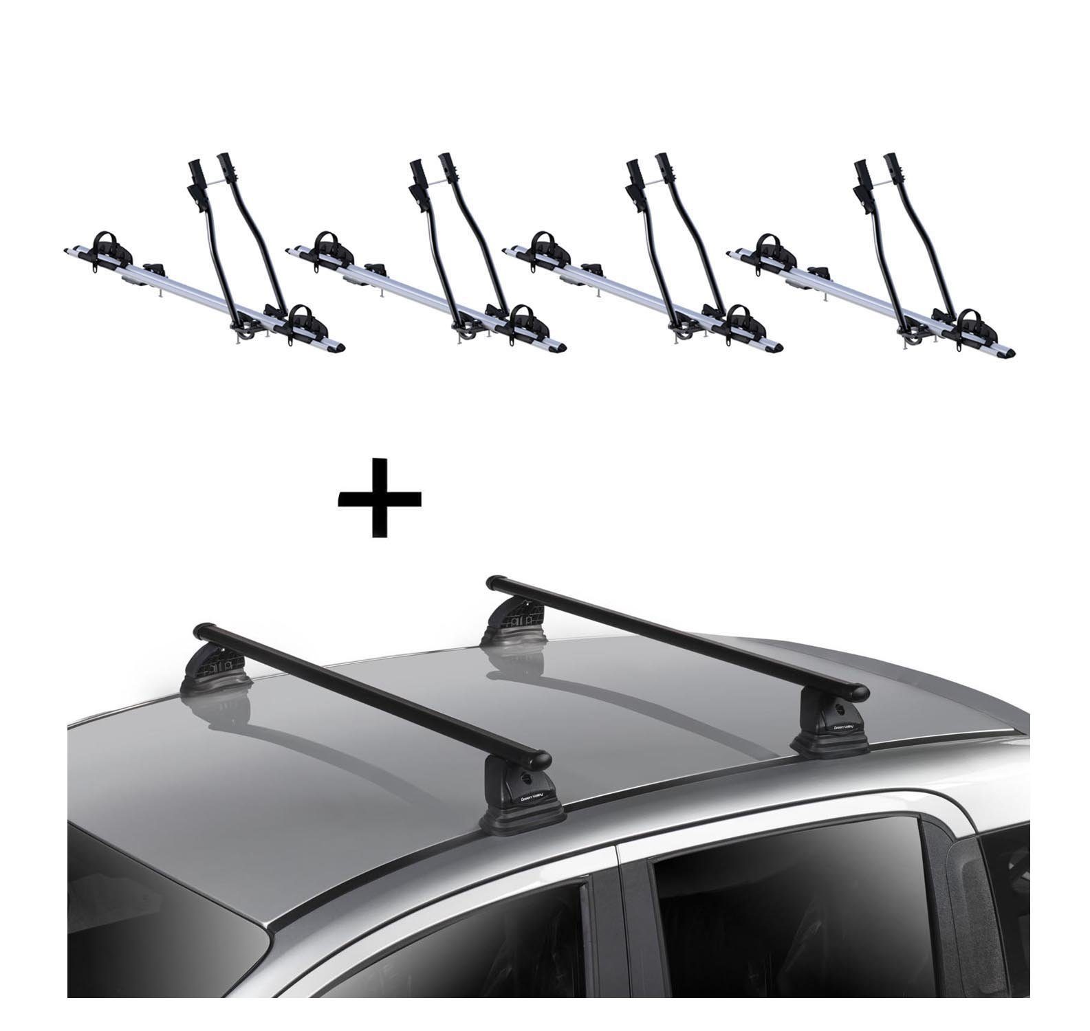 VDP Dachträger, 4x Fahrradträger SAGITTAR + Dachträger VDP EVO Stahl kompatibel mit Bmw Serie 3 Touring (E46) 5 Türer 1999-2002