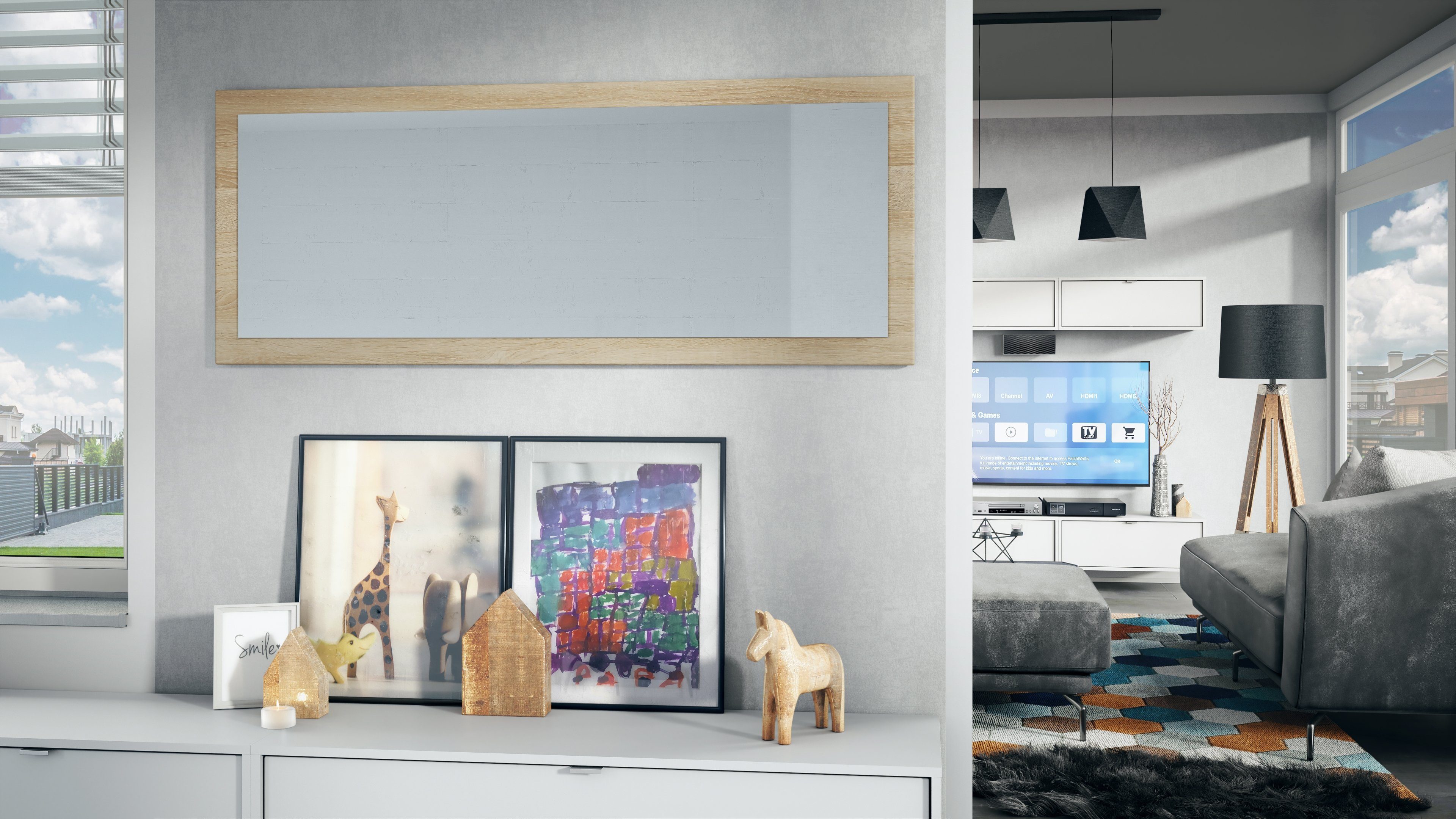 (139 mit sägerau Lima Eiche cm) im Vladon x 55 (Wandspiegel, Wandspiegel Stil), modernen Rahmen