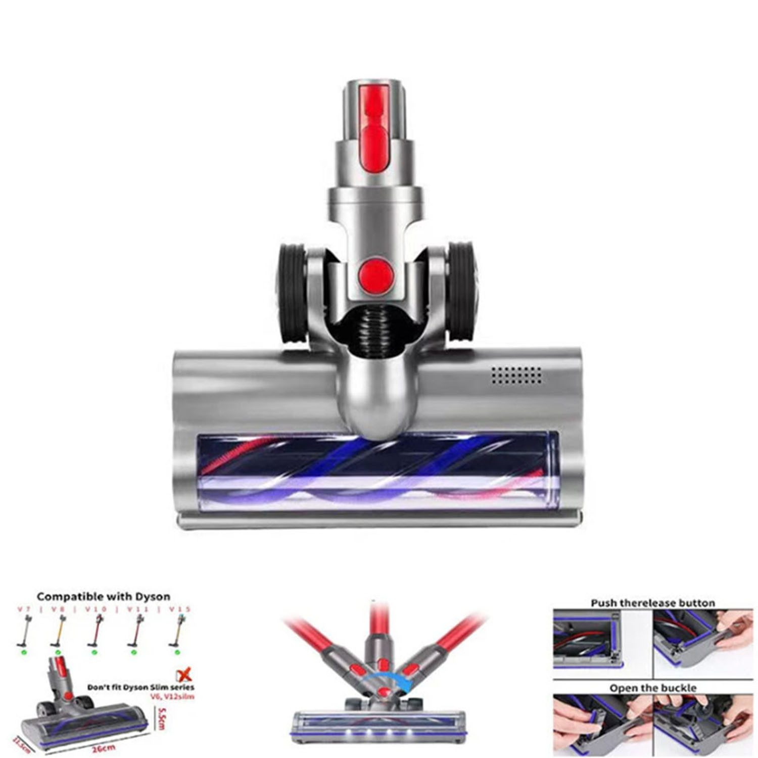 FELIXLEO Staubsaugerdüsen-Set Bürste kompatibel mit Dyson V7 V15 Turbo-Bürstenkopf mit Direktantrieb, (1-tlg)