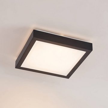 Lindby LED Deckenleuchte Atilio, LED-Leuchtmittel fest verbaut, warmweiß, Modern, Eisen, Aluminium, Kunststoff, Schwarz matt, weiß, 1 flammig