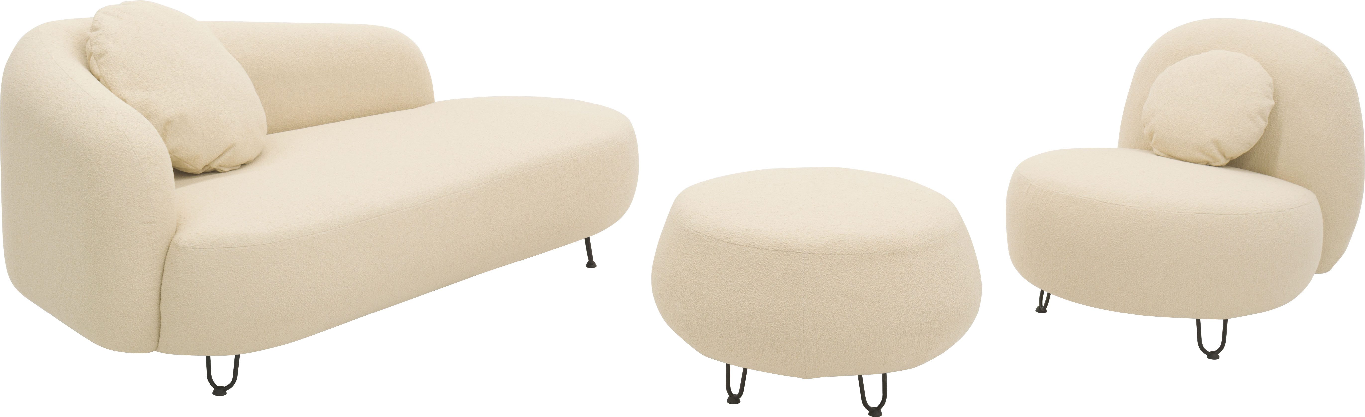DOMO collection Polstergarnitur Poika Bezug Fellimitat, (3-tlg), Formschönes Outdoor-Highlight, ideal für Balkon, Terrasse, Garten