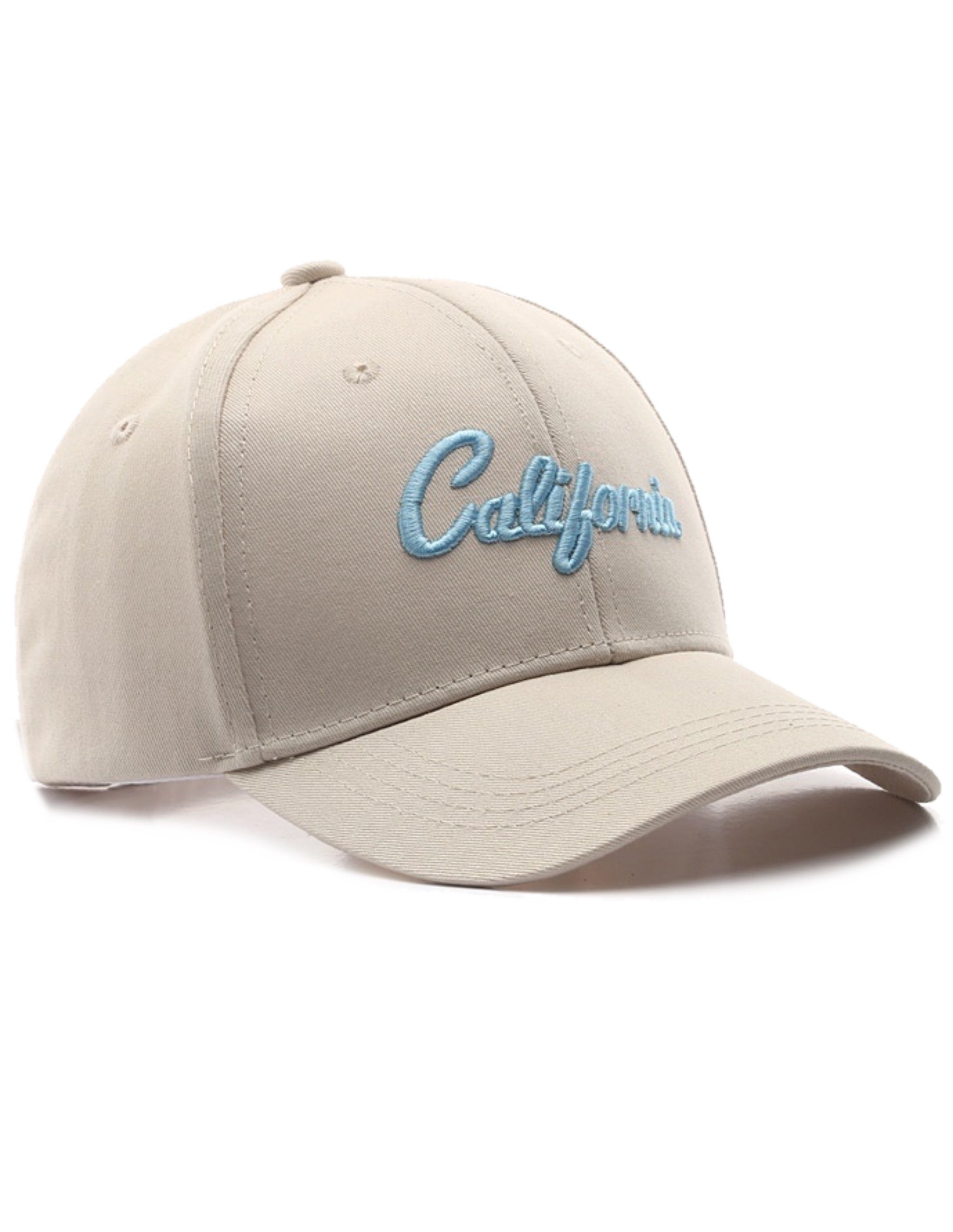 Sporty Baseball Cap California Kalifornien USA Travel Cotton Trucker Cap Baseballcap mit Belüftungslöchern beige