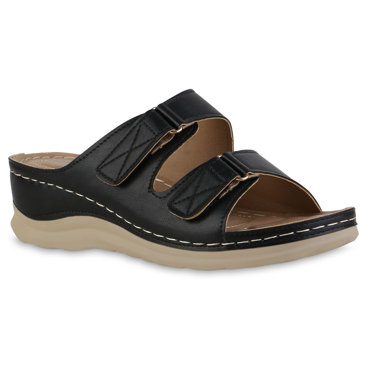 VAN HILL 841615 Sandale Damen Komfort Sandalen Bequeme Keilabsatz Basic Led günstig online kaufen