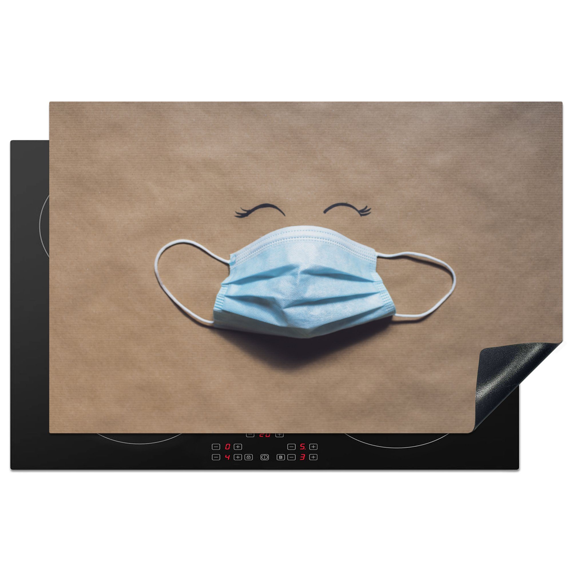 MuchoWow Herdblende-/Abdeckplatte Flachlegende Maske, Vinyl, (1 tlg), 81x52 cm, Induktionskochfeld Schutz für die küche, Ceranfeldabdeckung