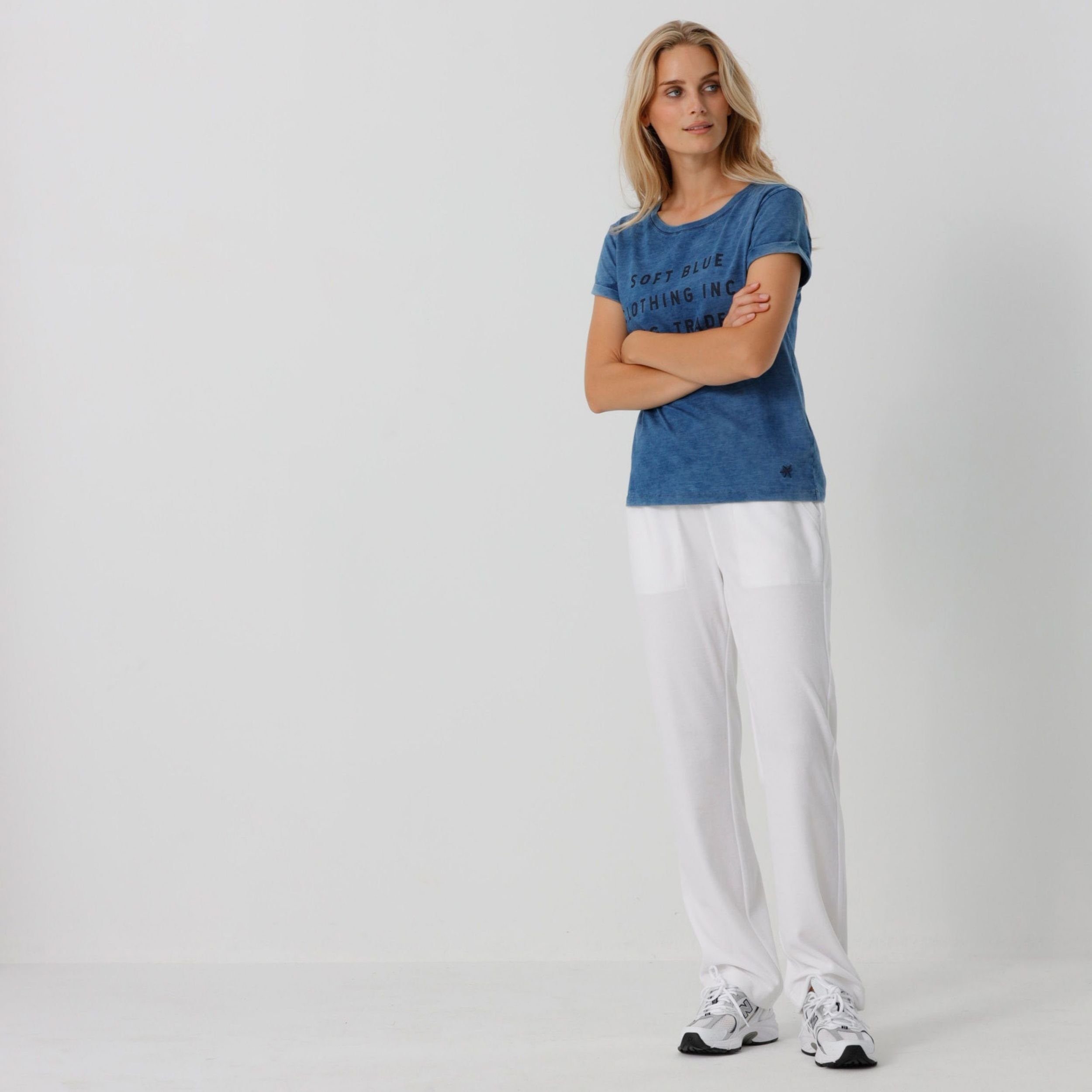 Weiche Sportswear in Bund mit Melon Blue Weiß Jogger elastischem Portofino Samthose Nicki oder