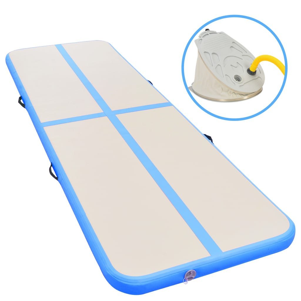 Gymnastikmatte Aufblasbare Gymnastikmatte mit Pumpe 500x100x10 cm PVC Blau