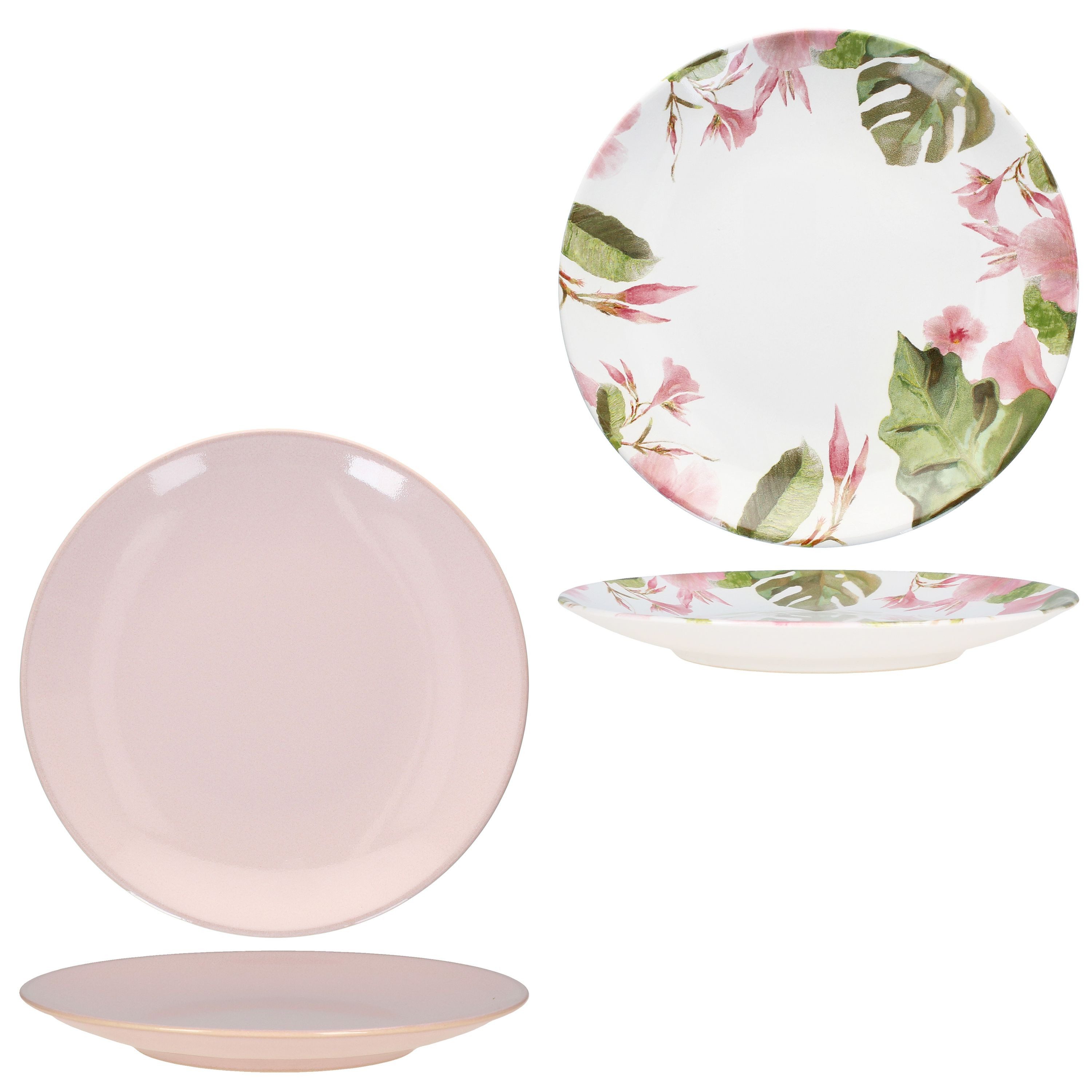 MÄSER Frühstücks-Geschirrset Ossia 12tlg Exotic Tearose rosa Frühstücksset, Steingut