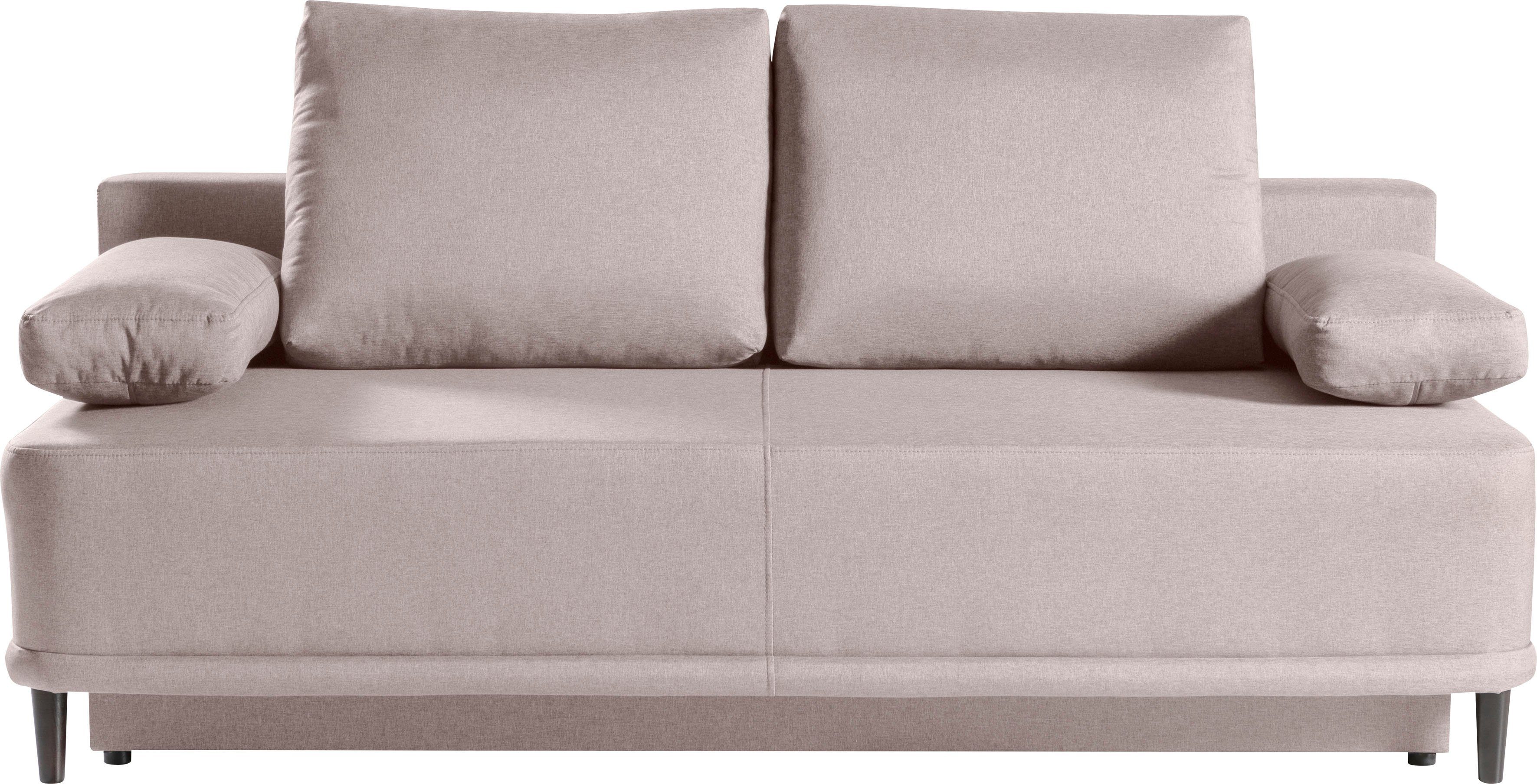 WERK2 Schlafsofa Street, 2-Sitzer Sofa Bettkasten | Federkern und beige & beige | Schlafcouch beige mit