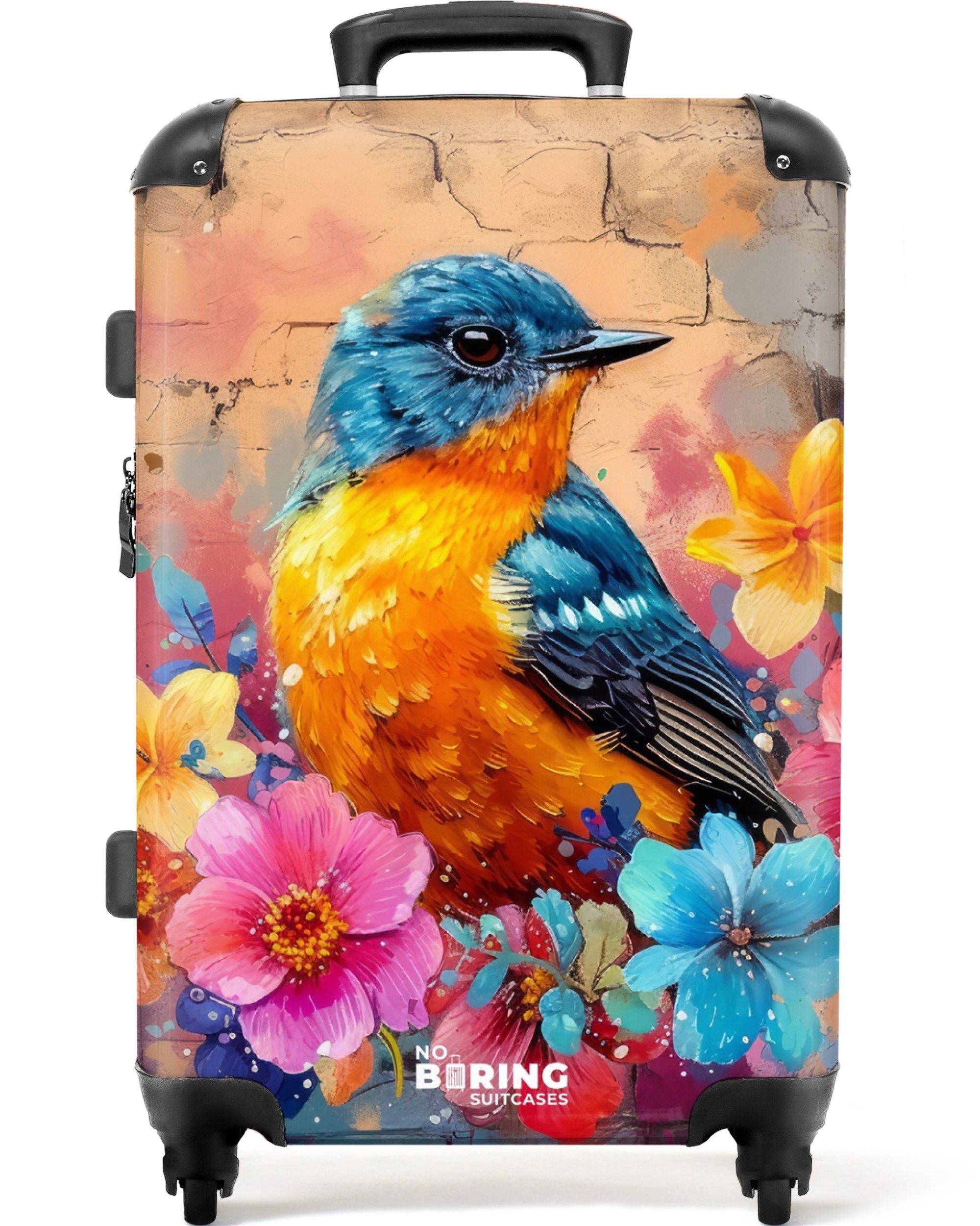NoBoringSuitcases.com© Hartschalen-Trolley Vogel mit Blumen im günstig online kaufen