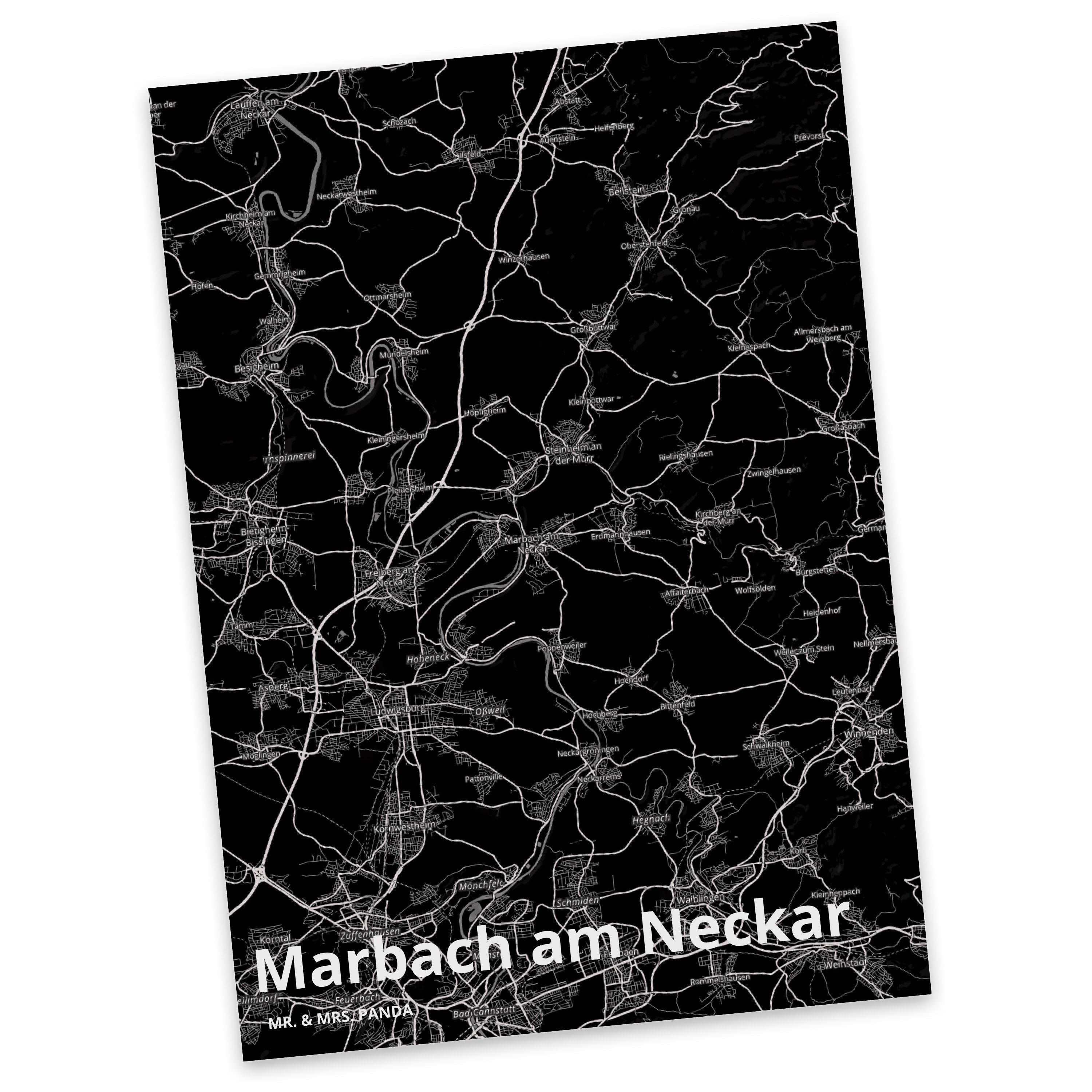Mr. & Mrs. Panda Postkarte Marbach am Neckar - Geschenk, Dorf, Stadt, Städte, Stadt Dorf Karte L