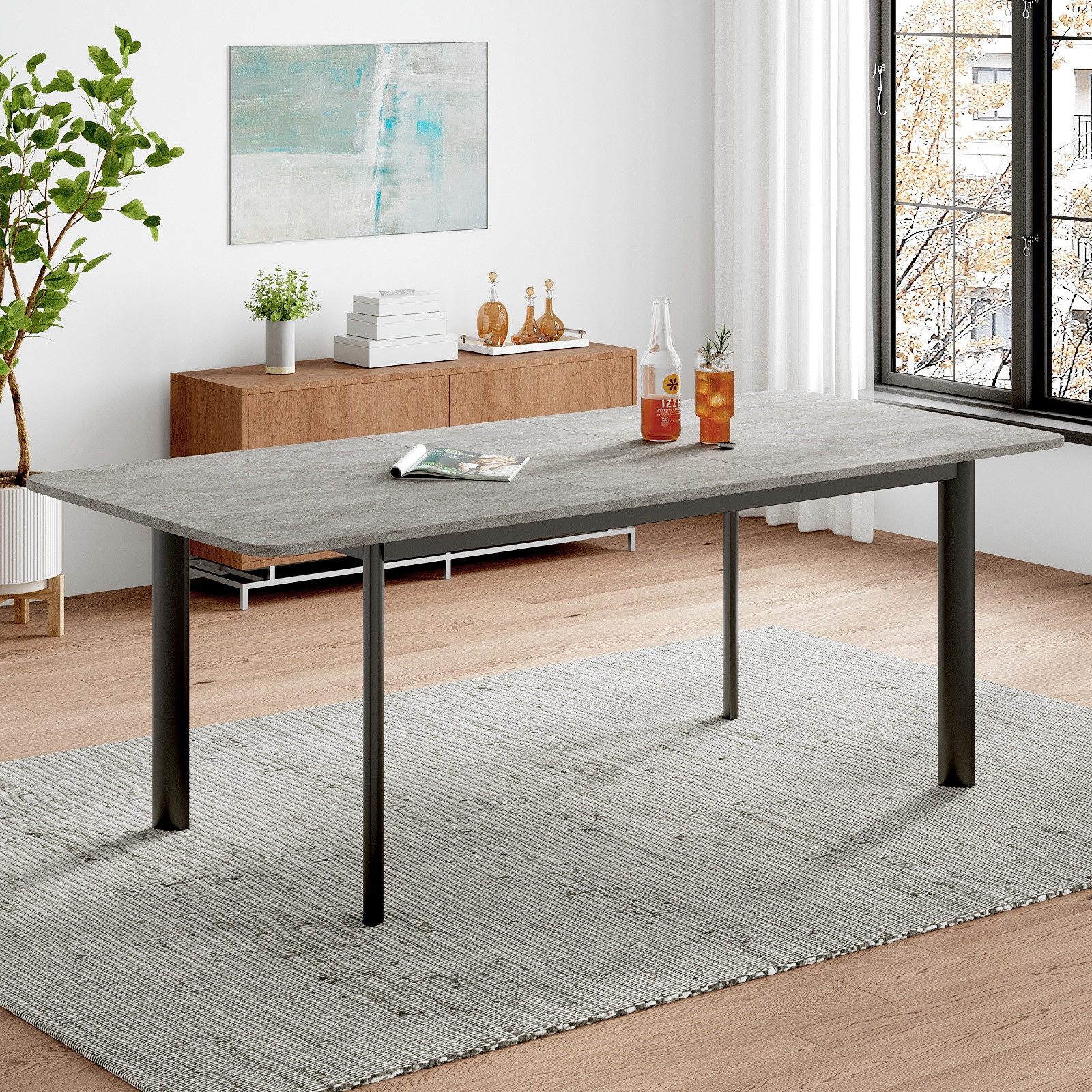 Jiexi Essgruppe Essgruppe Tisch Ausziehbar 160-200cm Esstisch Mit 6-8 Stühlen Set