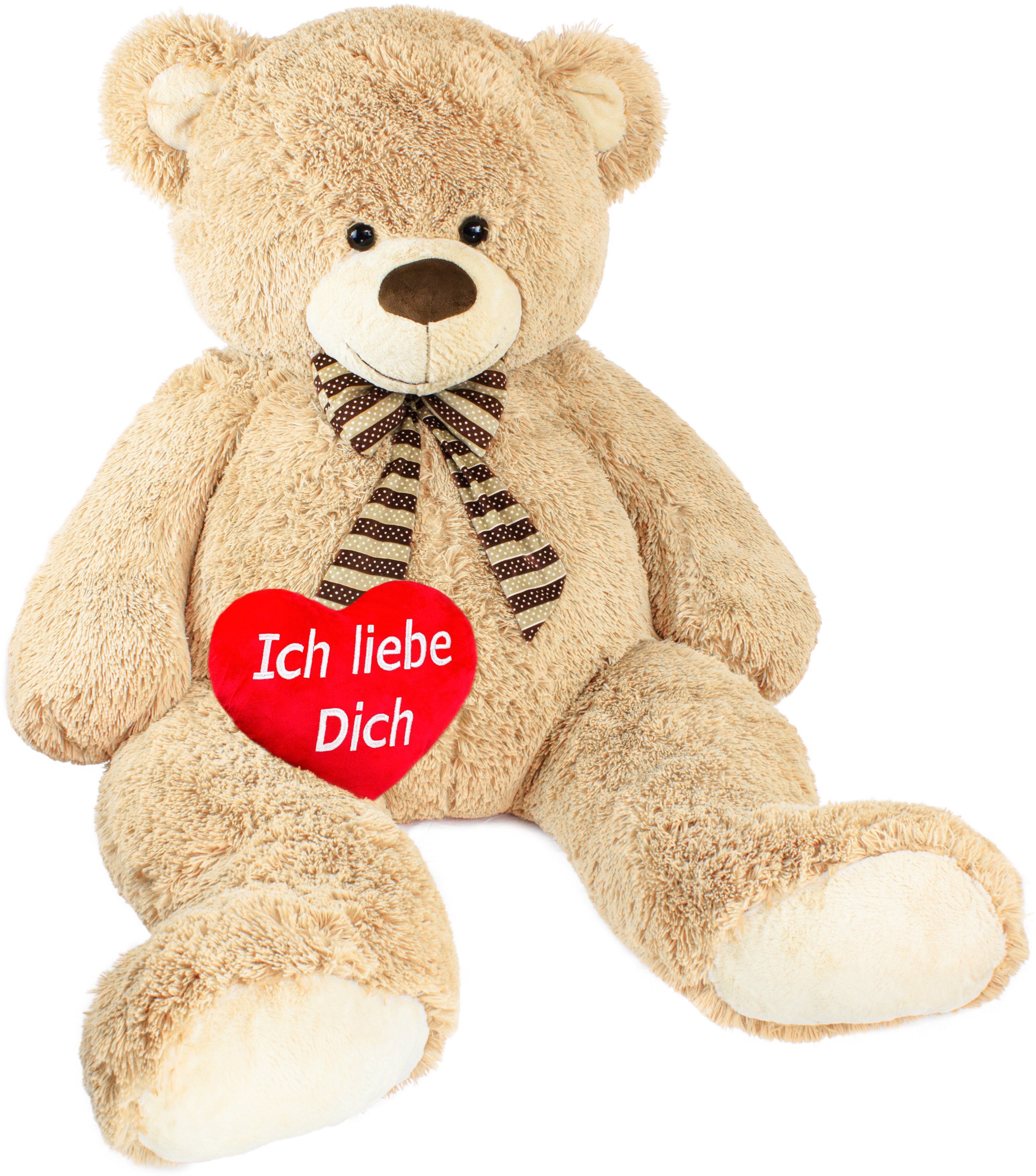 BRUBAKER Kuscheltier Riesen XXL Teddybär (150 cm) Ich liebe Dich Herz (1-St., mit gestreifter Schleife), großer Teddy Bär, Stofftier Plüschtier