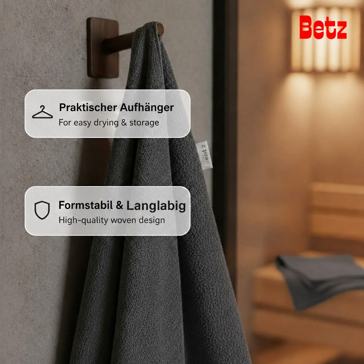Betz Badetuch Berlin Größe 100 x 200 cm Saunatuch & Strandtuch 360 g/m², 100% Baumwolle (1 Stück, 1-St), saugstark & weich – großes Handtuch mit Aufhänger – Ser – Bild 5 von 5