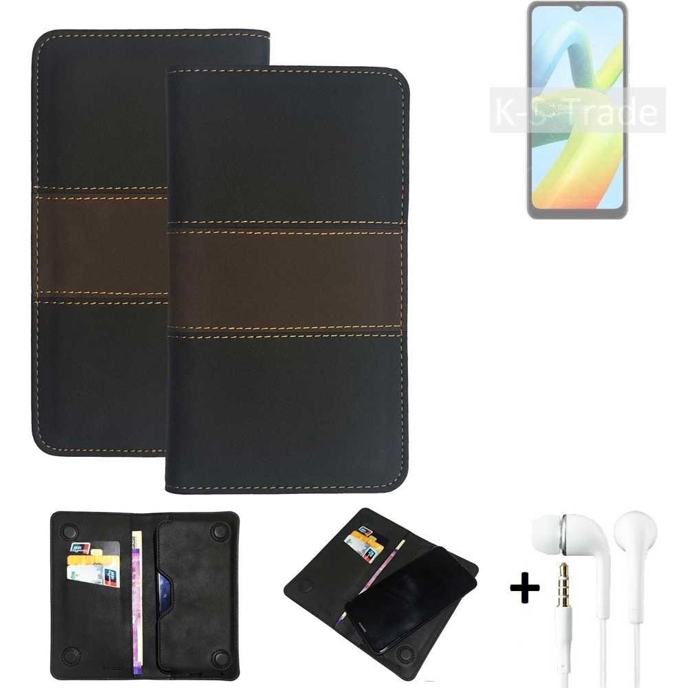 K-S-Trade Handyhülle für Xiaomi Redmi A1+, Handyhülle + Kopfhörer Schutzhülle Walletcase Bookstyle Tasche