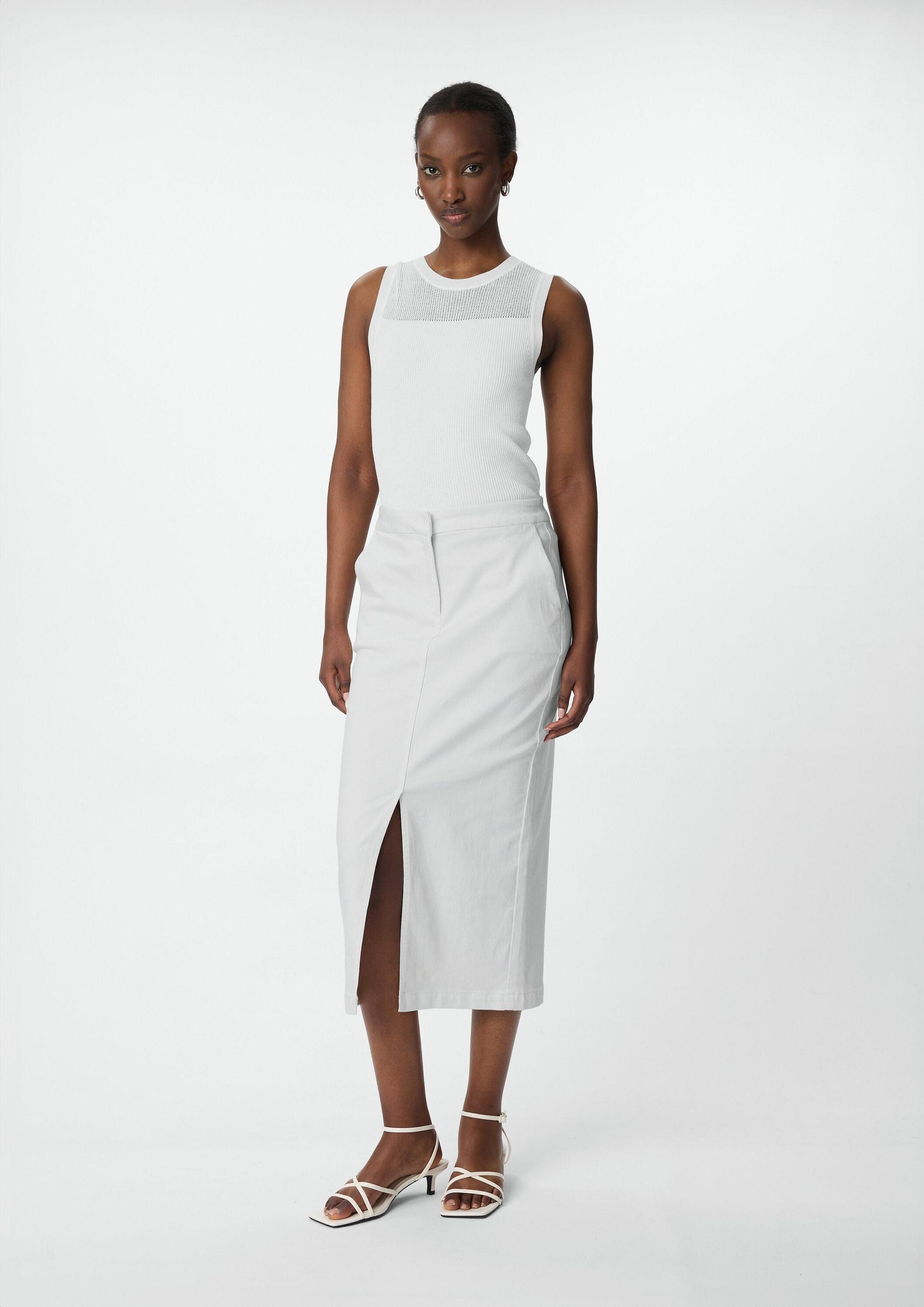 comma Midirock Rock Elastischer Midirock aus Denim mit Frontschlitz günstig online kaufen