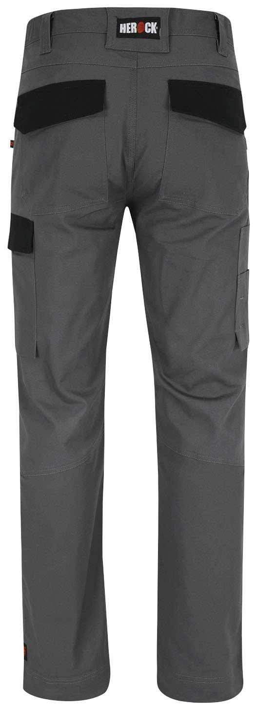 Herock Arbeitshose DERO Slim Fit Multi-Pocket, Passform, wasserabweisend grau 2-Wege-Stretch