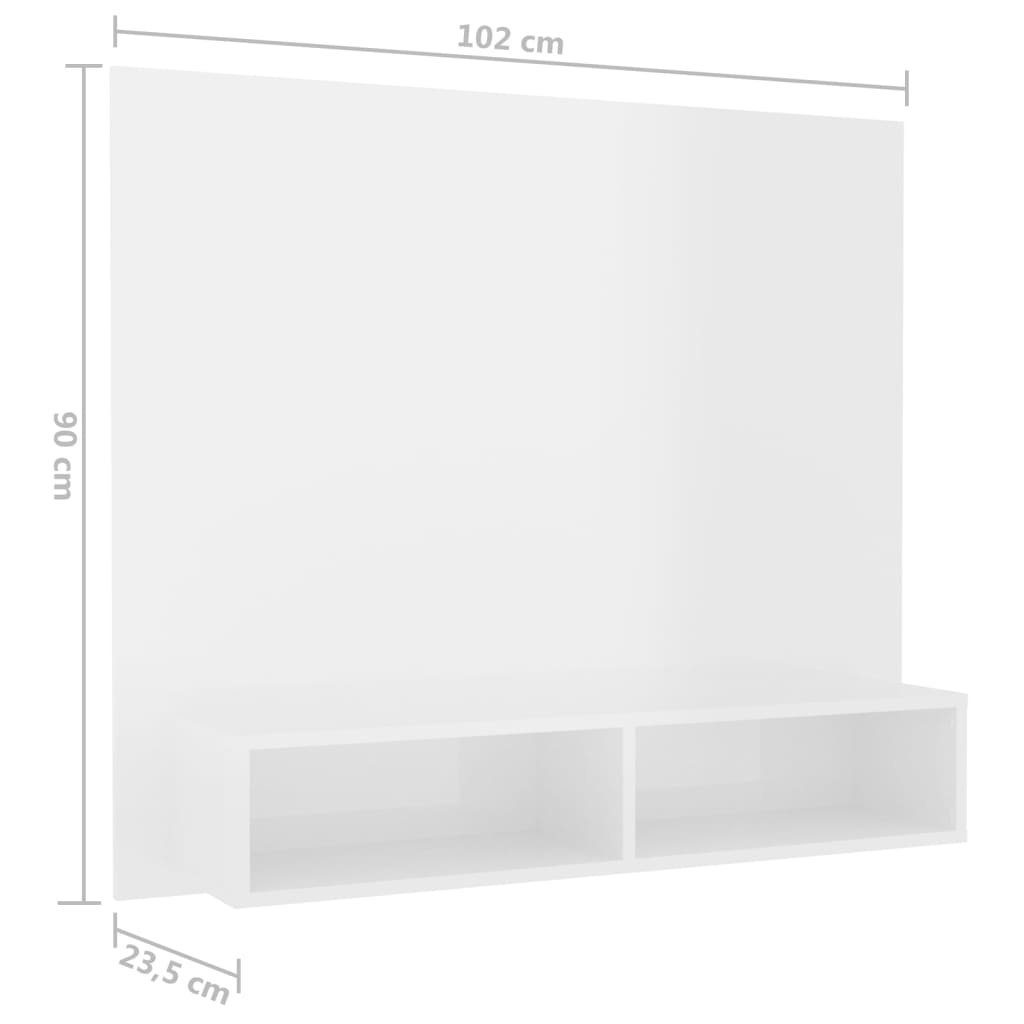 Holzwerkstoff 102x23,5x90 cm TV-Wandschrank furnicato TV-Schrank Hochglanz-Weiß