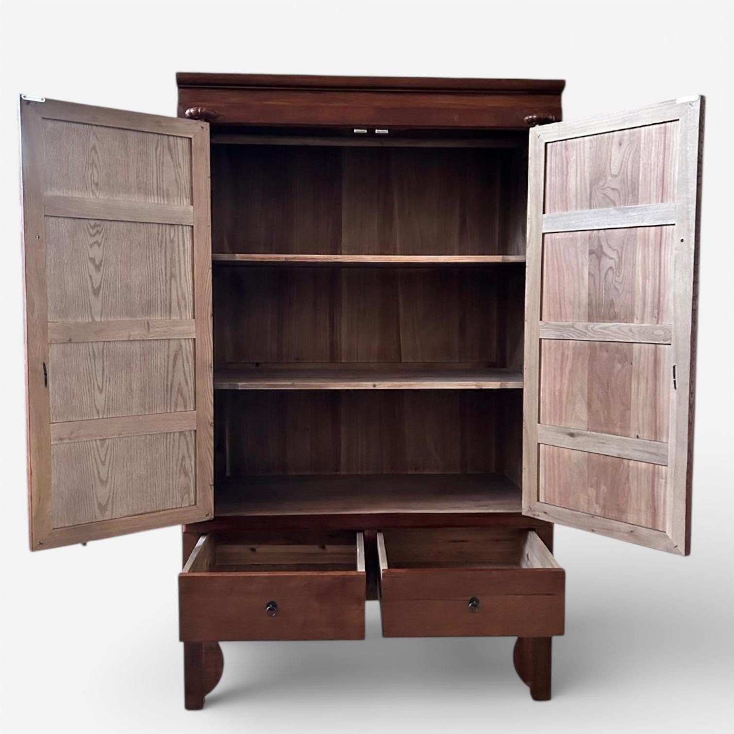 OPIUM OUTLET Kleiderschrank Chinesischer Hochzeitsschrank im Vintage-Stil (Breite x Tiefe x Höhe 105 x 55 x 175 cm, orientalischer Schrank Kommode, Asia Möbel komplett montiert Holz Landhaus-Stil shabby-chic) asiatisch