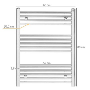 HOMCOM Badheizkörper Handtuchheizung inkl. Halterungen, Heizkörper, Handtuchtrockner, 60B x 80H