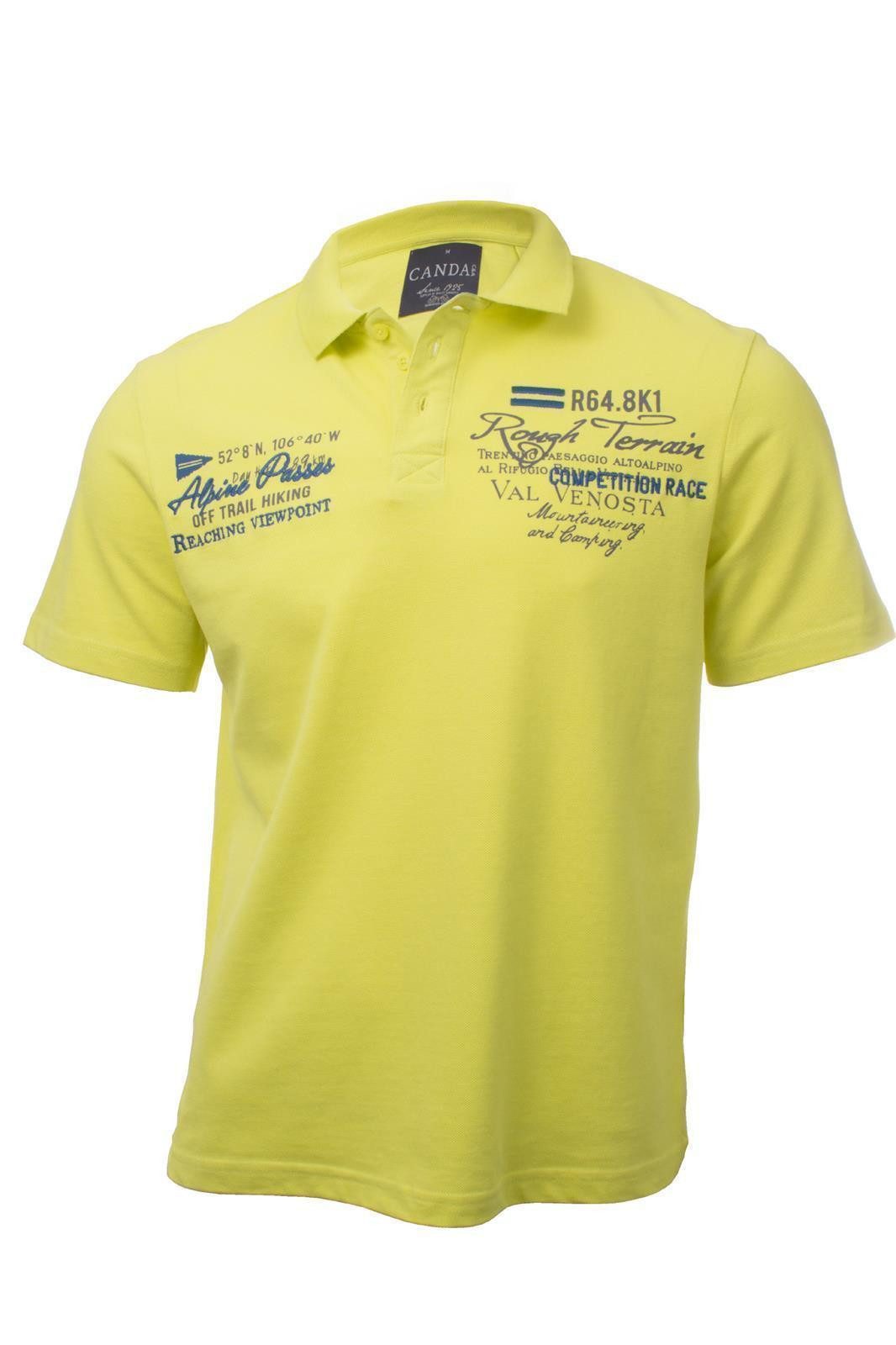 canda Poloshirt Canda Poloshirt Herren Baumwolle Kurzarm Gelb mit Print Gelb XXL (Einzelartikel, 1-tlg., Poloshirt) Poloshirt Herren Baumwolle bequem Print