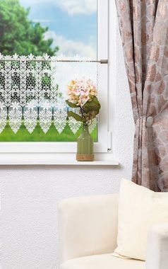 Scheibengardine Blütenmedaillon, Plauener Spitze®, (1 St), transparent, HxB 42x40cm