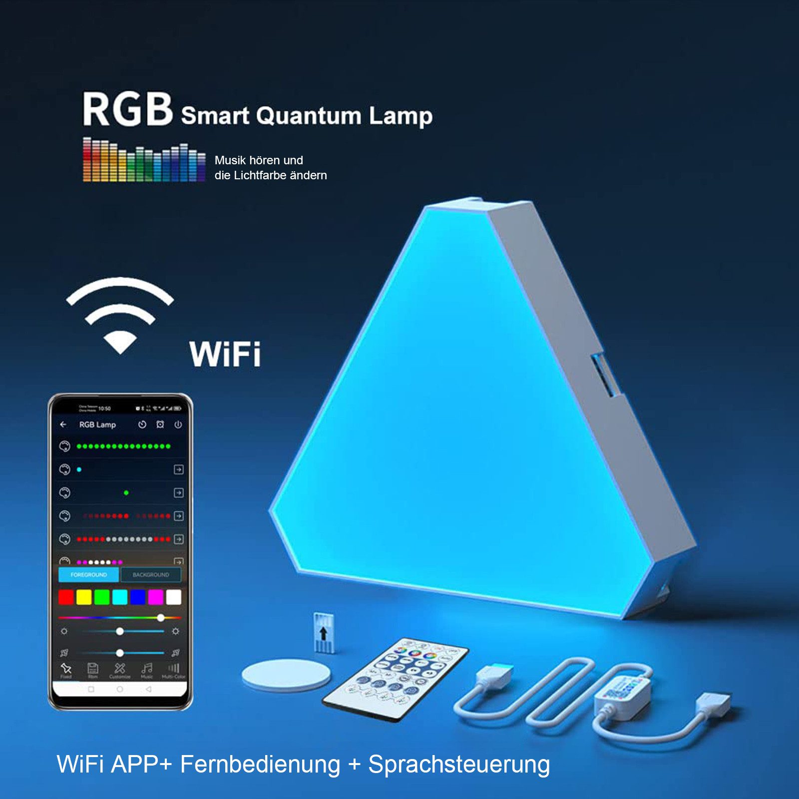 Rosnek LED Wandleuchte LED Gaming Wandleuchte RGB WLAN Bluetooth Wandlampe, WLAN, LED fest integriert, USB Dreieck Wandlicht für Gaming Zimmer Schlafzimmer Deko