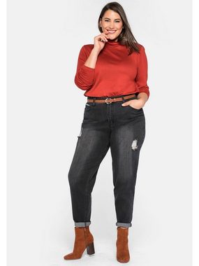 Sheego Stretch-Jeans Große Größen Mom mit Destroyed-Effekten