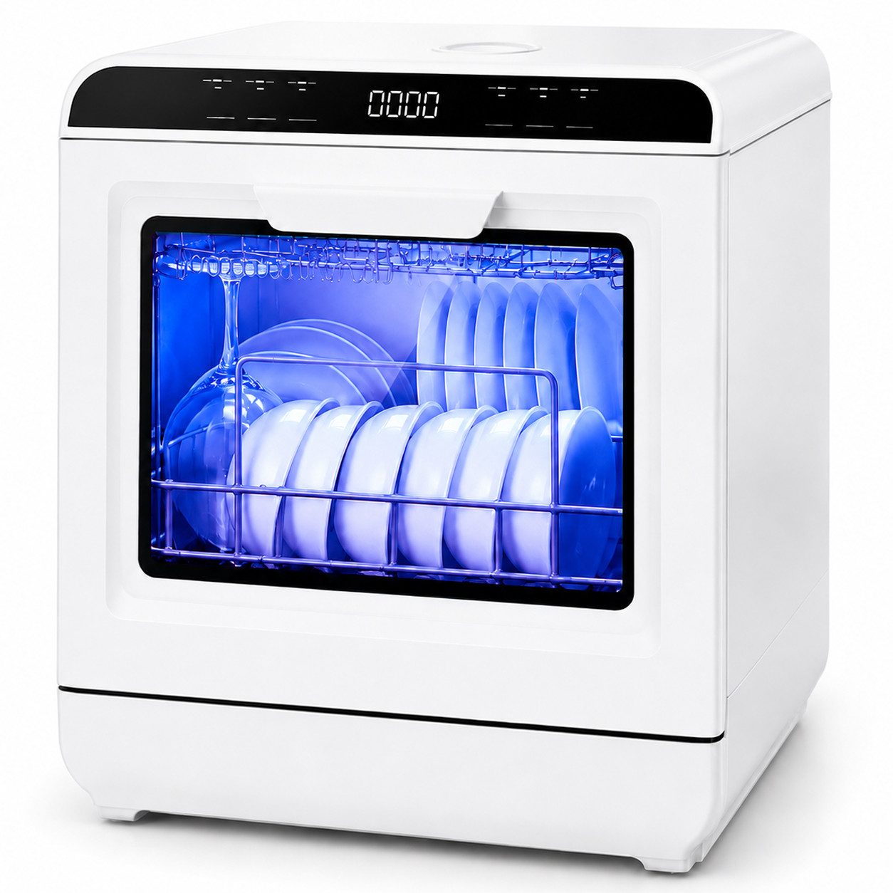 OYLCDI Tischgeschirrspüler Mini Geschirrspüler mit 7.5L tank und 6 Spülprogramme,720° Doppel-Sprühsystem, 72°C Heißwäsche VTX02-VTX03, Doppelte Trocknung, flexibel mit Wassertank oder Wasseranschluss