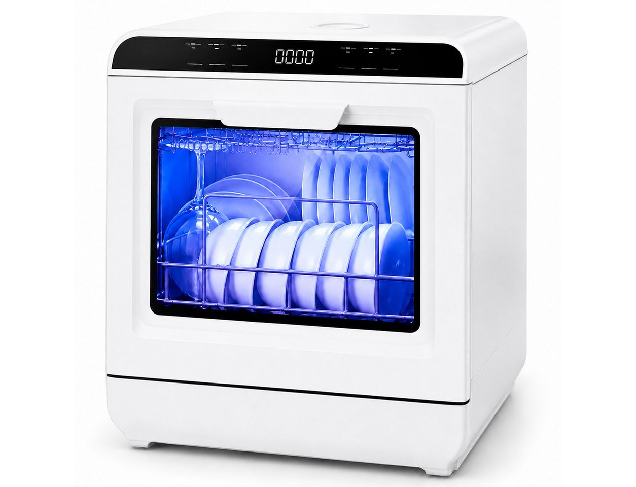 OYLCDI Tischgeschirrspüler Mini Geschirrspüler mit 7.5L tank und 6 Spülprogramme,720° Doppel-Sprühsystem, 72°C Heißwäsche VTX02-VTX03, Doppelte Trocknung, flexibel mit Wassertank oder Wasseranschluss