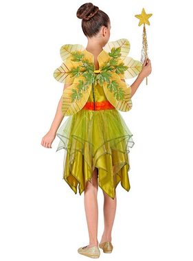 Widdmann Kostüm Kleine Waldfee, Gold-grünes Kleid mit wunderschönen Feenflügeln