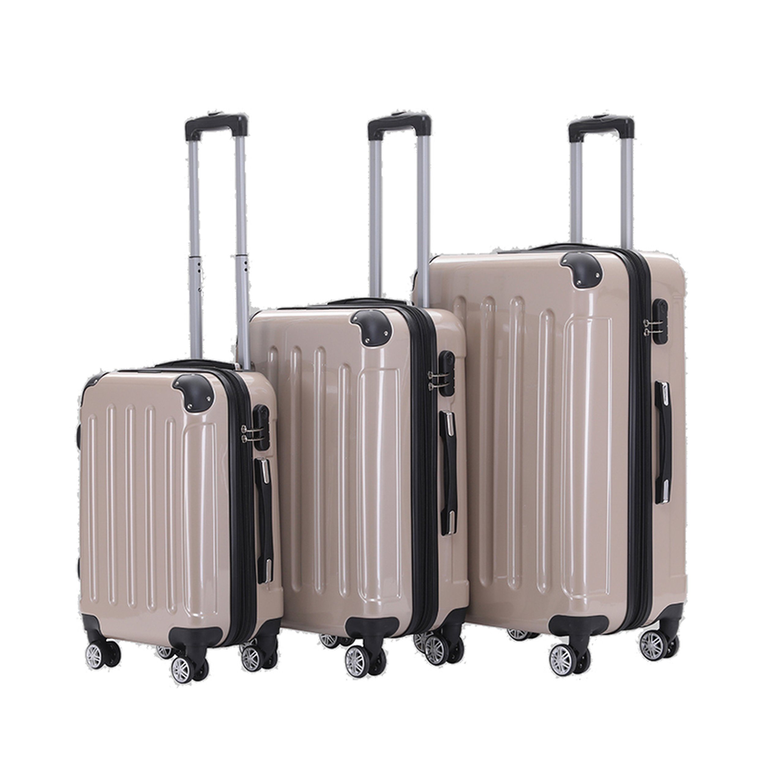 Beibye Hartschalen-Trolley XL - 75cm - 115/138L - Light - 4 Rollen - Dehnfalte - div. Farben champagner