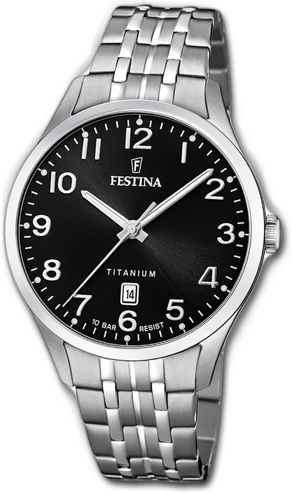 Festina Quarzuhr Festina Titan Herren Uhr F20466/3, Herrenuhr mit  Titanarmband, rundes Gehäuse, groß (ca. 40mm), Elegant-S