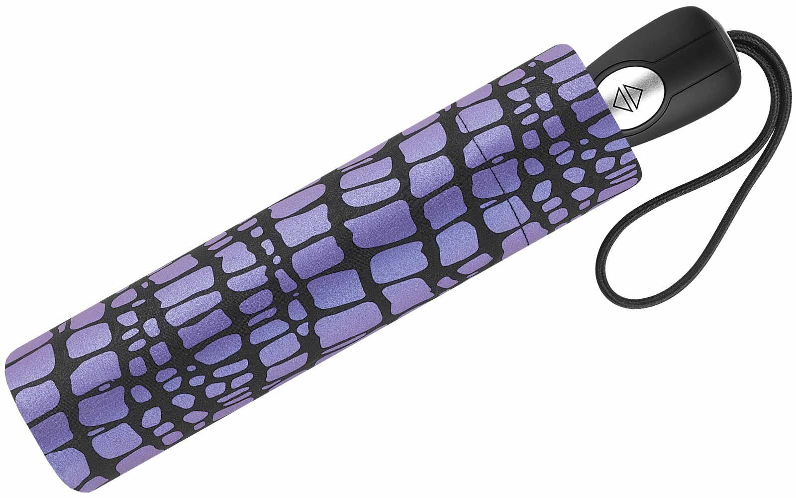 Pierre Cardin Taschenregenschirm schöner Damen-Regenschirm mit Auf-Zu-Automatik, Krokodil-Optik für den Regenschirm