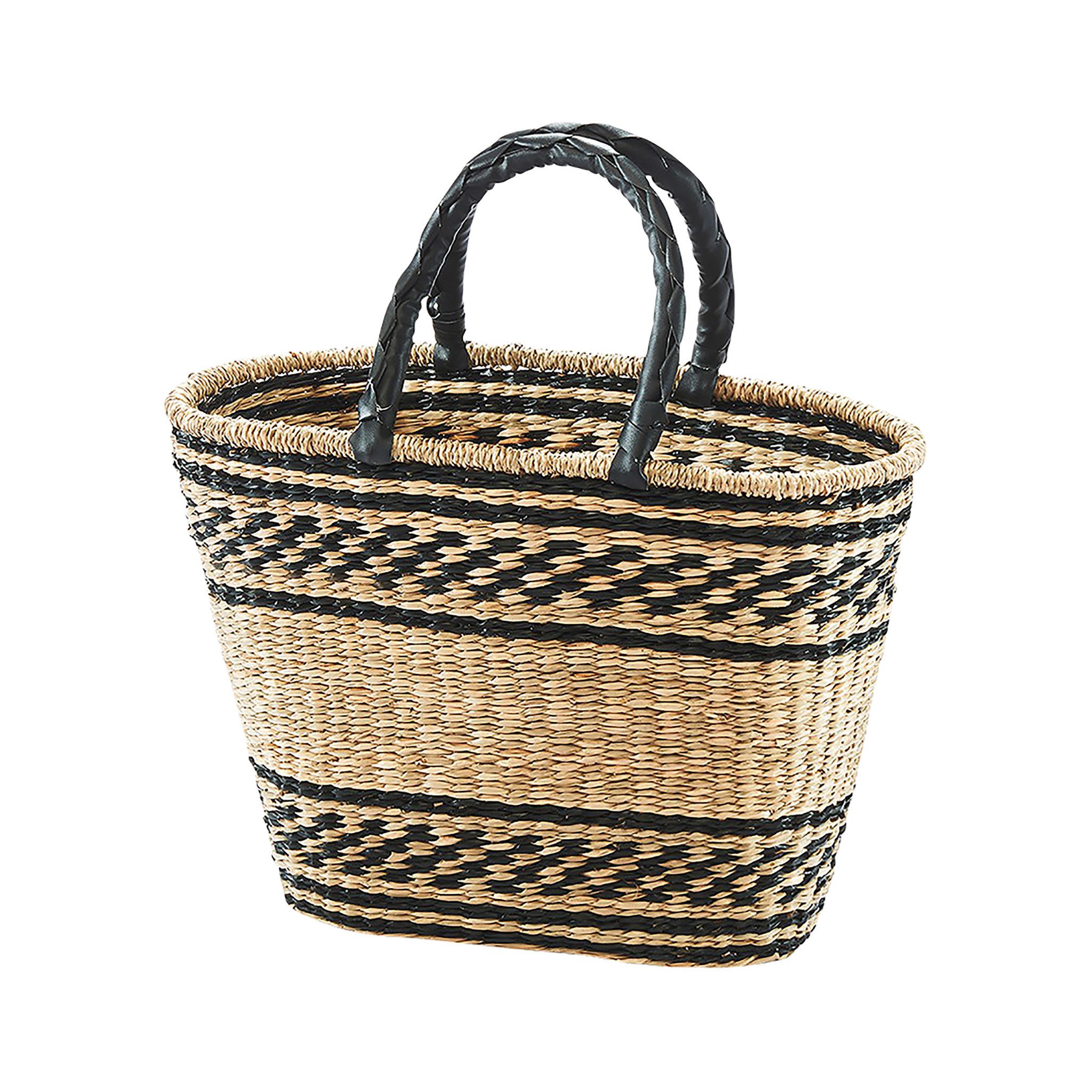 Kobolo Shopper Flechttasche Seegras Griffe aus Kunstleder günstig online kaufen