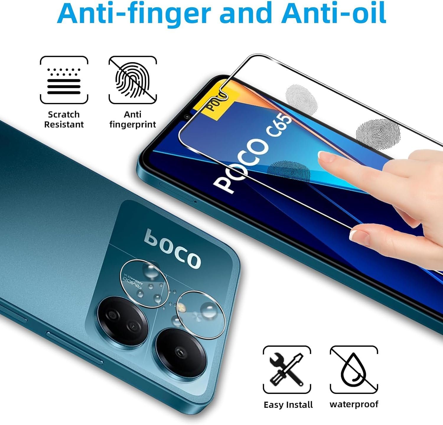MSM Displayschutzglas 2X Schutzglas (Display + Kamera) für Xiaomi POCO C65 Panzerfolie – Bild 3 von 5