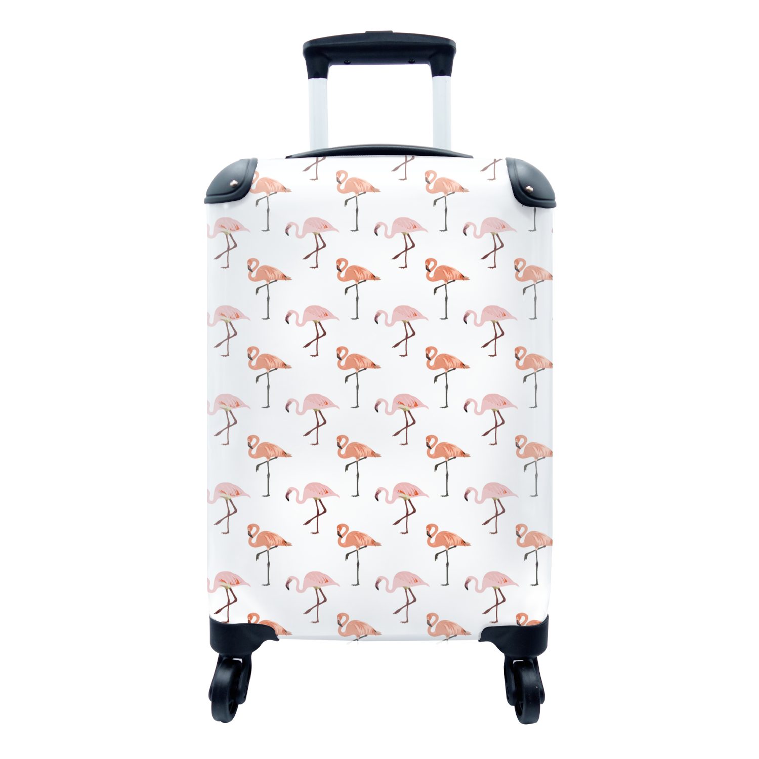 MuchoWow Handgepäckkoffer Flamingo - Muster - Rosa, 4 Rollen, Reisetasche mit rollen, Handgepäck für Ferien, Trolley, Reisekoffer