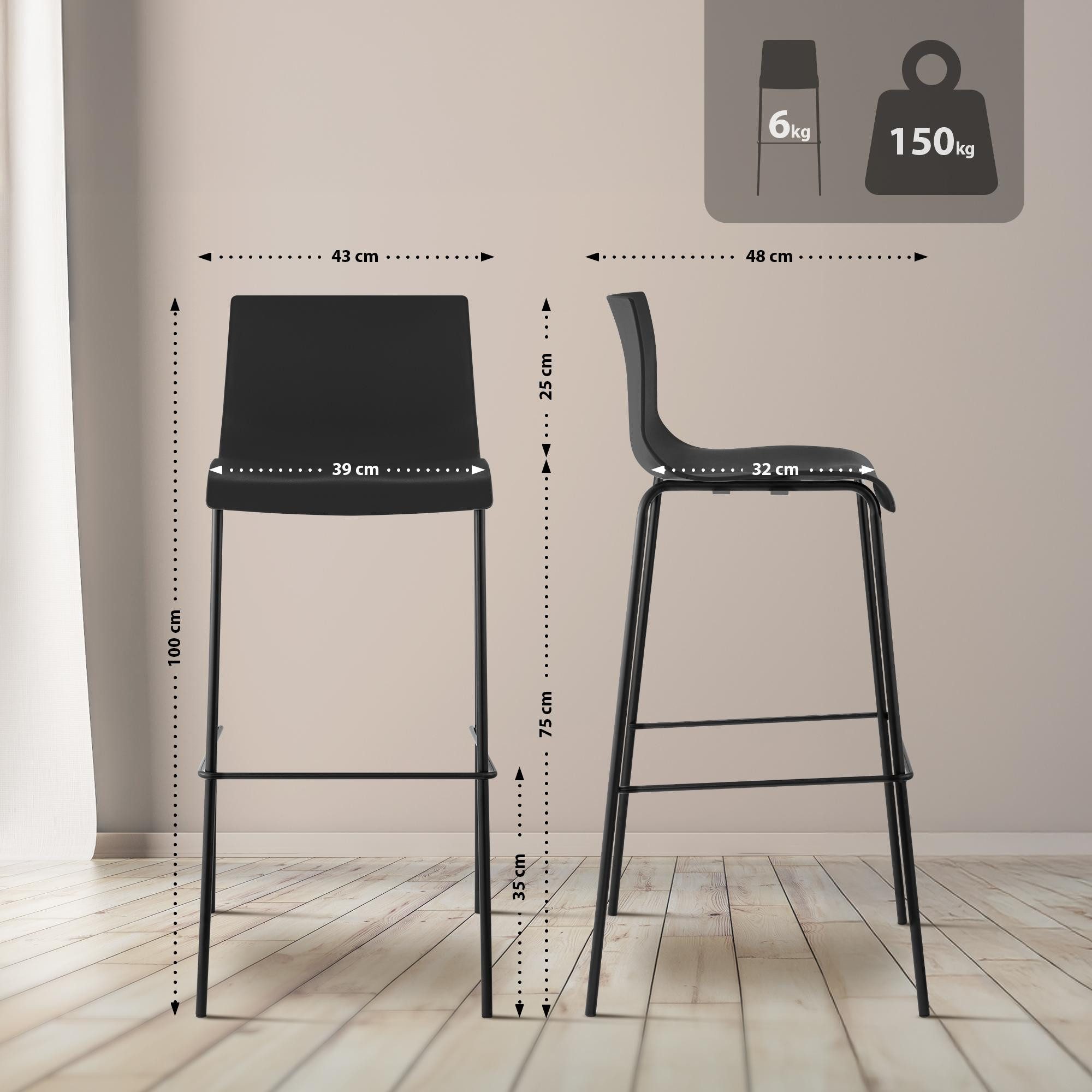 CLP Barhocker Hover Kunststoff (2er Set, günstig online kaufen