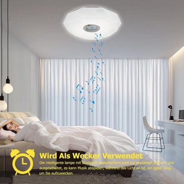 HOUROC Deckenleuchte Bluetooth Deckenlampe,48W Deckenleuchte mit Bluetooth Lautsprecher, LED Deckenlampe mit Fernbedienung oder APP-Steuerung, RGB Farbwechsel, mit Alexa und Google Assistant,für Wohnzimmer Schlafzimmer
