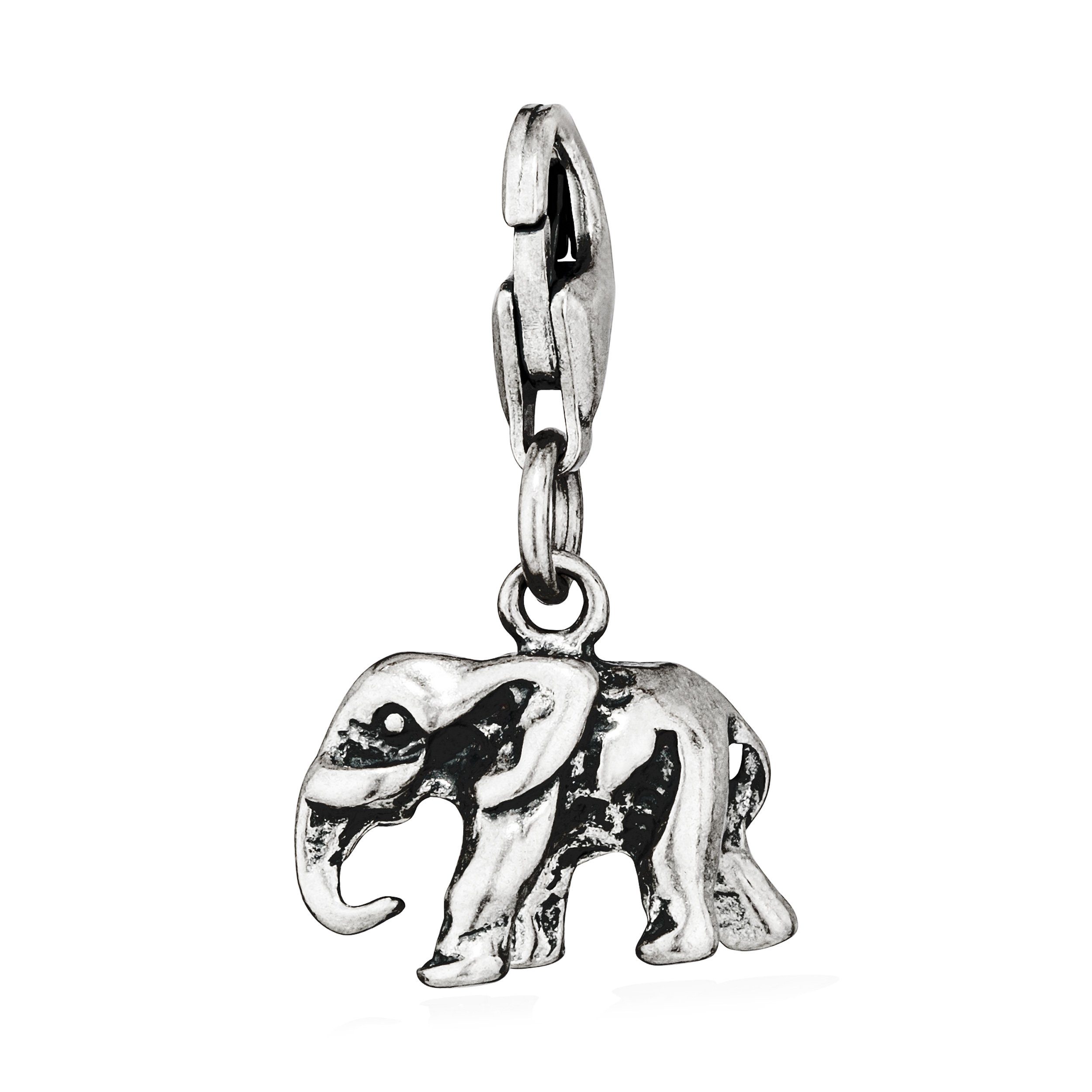 NKlaus Kettenanhänger Charm-Anhänger klein Elefant 925 Silber antik 10x13mm Silberanhänger A