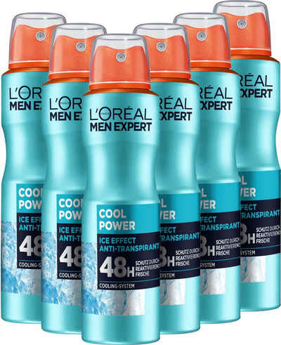 L'ORÉAL PARIS MEN EXPERT Deo-Spray Deo Spray Cool Power 48h, Packung, 6-tlg.