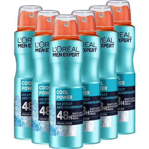 L'ORÉAL PARIS MEN EXPERT Deo-Spray Deo Spray Cool Power 48h, Packung, 6-tlg.